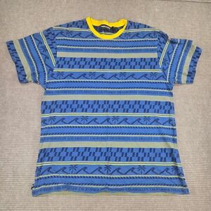 The Hundreds Mens XL Blue Yellow Palm Tree Wave Geometric Graphic T-Shirt